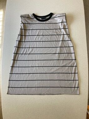 ASOS Taupe with Black Stripes T Shirt Mini Dress Women Size 14